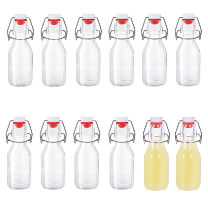 Zanfqvo Glasflaschen 100ml mit Bügelverschluss, 12 Stück Kleine Flaschen Zum Befüllen, Bügelflasche