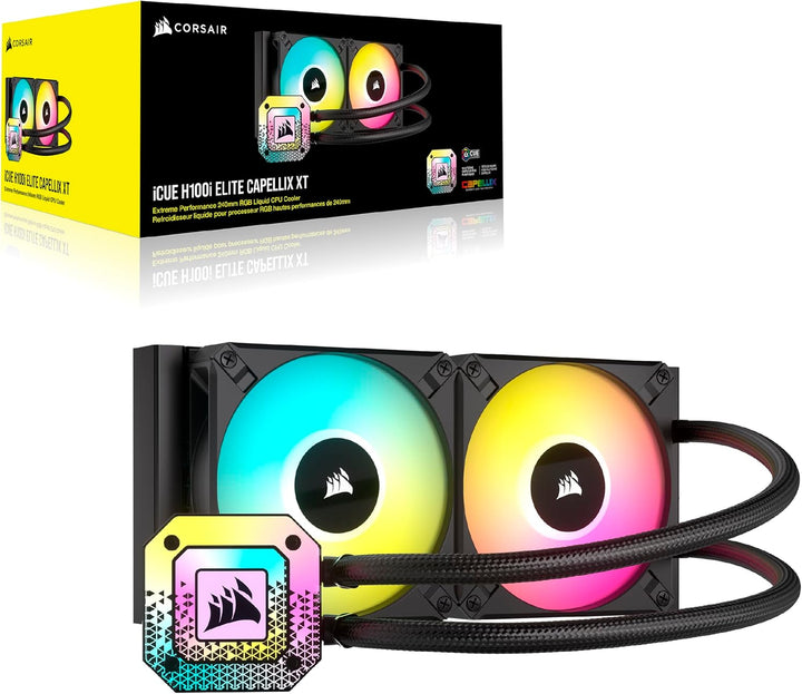 Corsair iCUE H100i ELITE CAPELLIX XT Liquid CPU Cooler - Zwei AF120 RGB ELITE Lüfter - 240mm Radiato