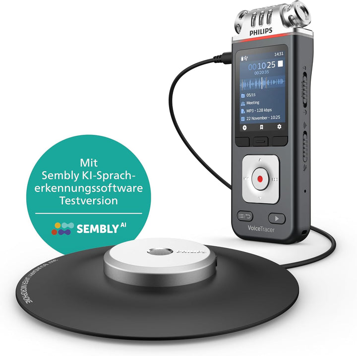 Philips DVT8115 VoiceTracer, Diktiergerät Aufnahmegerät, HiFi Meeting Mikrofon, hervorragende Meetin
