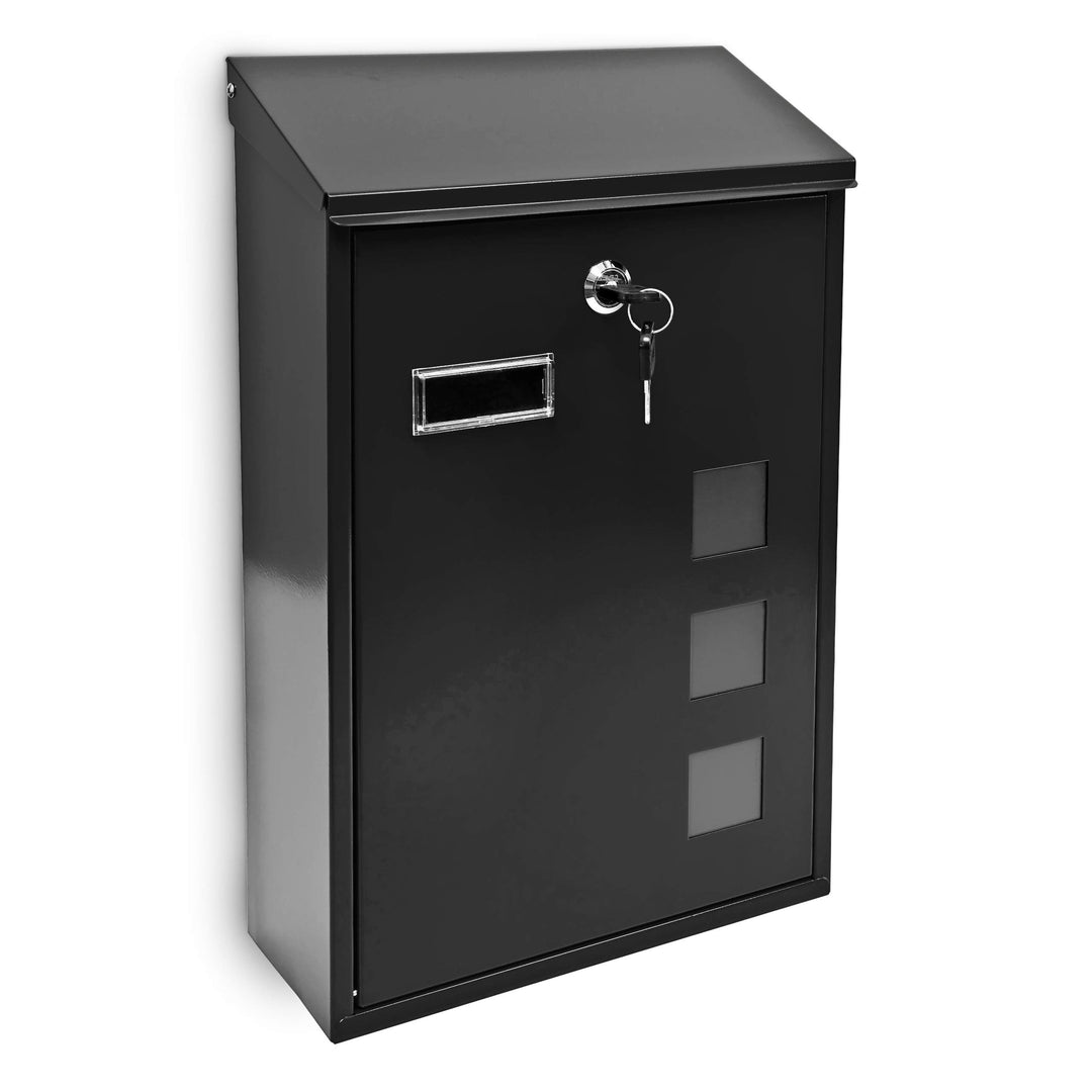 Design Briefkasten aus Metall 25x40 cm Schwarz, Schwarz