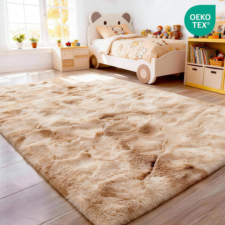 MARATIP Plüsch Teppich,Flauschiger Teppich Rund,grosse Grösse modernes Wohnzimmer,Kinder Mädchen,wei