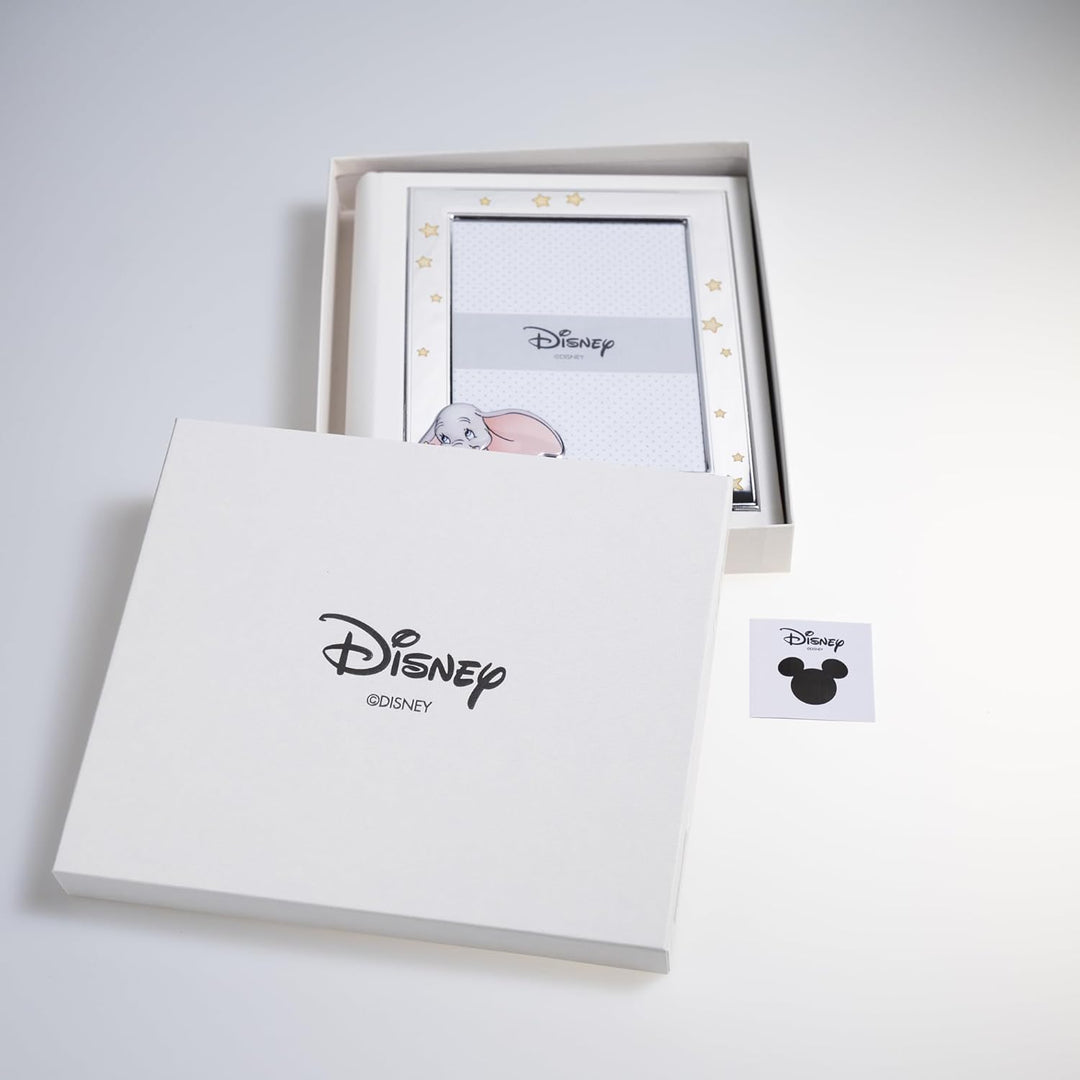 VALENTI & CO. Disney Baby - Dumbo - Fotoalbum für Kinder mit silbernem Fotorahmen für Taufe oder Kin