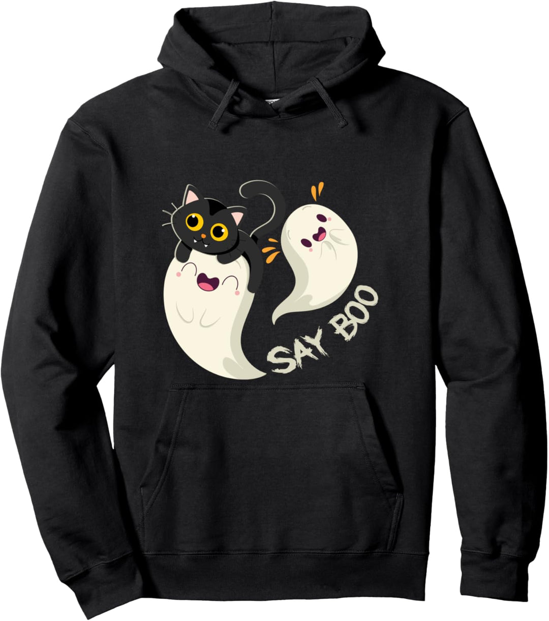 Niedliche Geister und Katze Geschenk Lustig Halloween Kinder Pullover Hoodie