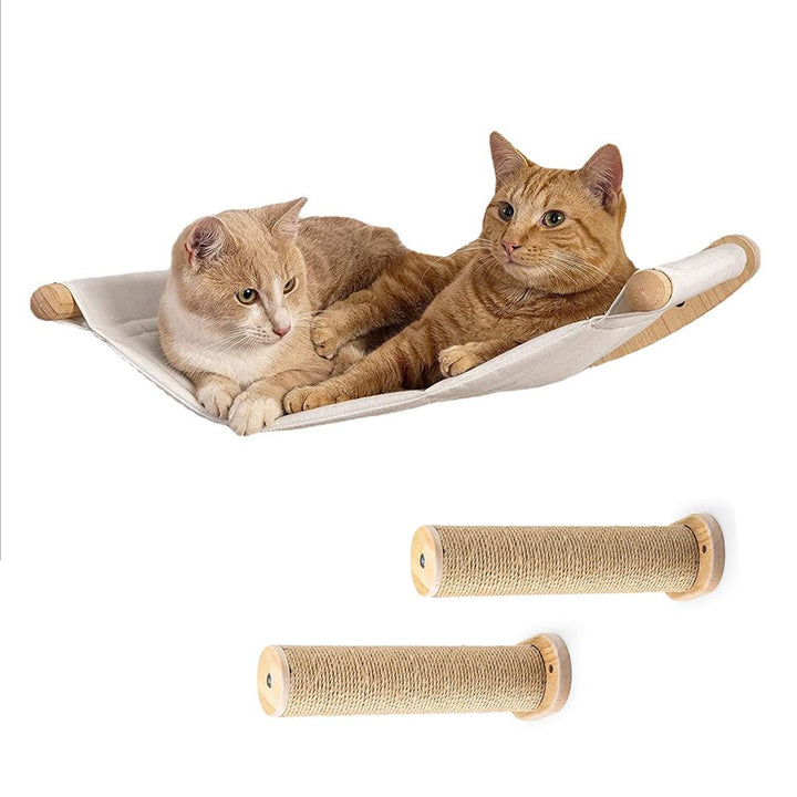 Kletterwand Katzen,53cmx47cm Katzenhängematte & 2 Kratzbaum, Kängematten Katzen Wand Bis Zu 10 Kg,Ka