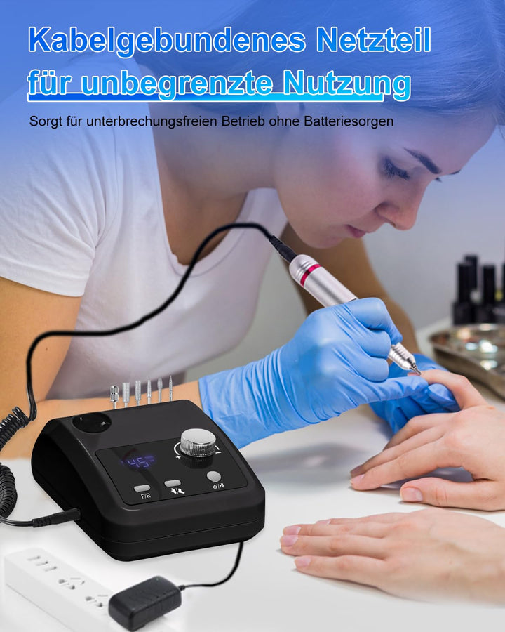 CozyZen Elektrische Nagelfräser Professional: 45000 U/min Nagelpflege-Kit mit LCD-Display, Hand- & F