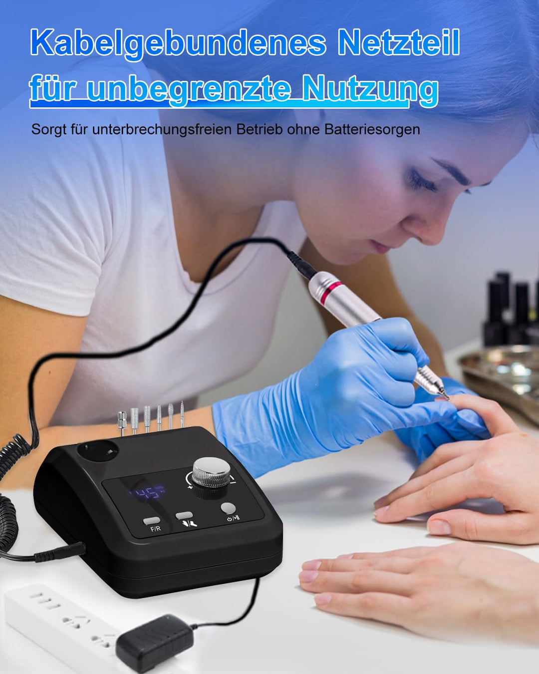 CozyZen Elektrische Nagelfräser Professional: 45000 U/min Nagelpflege-Kit mit LCD-Display, Hand- & F