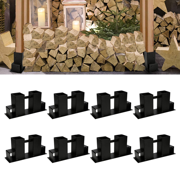 Cecaylie 8 Stück Holzstapelhilfe, Schwarz Stapelhilfe, Stabile Brennholz Holzstapelhalter, Kaminholz