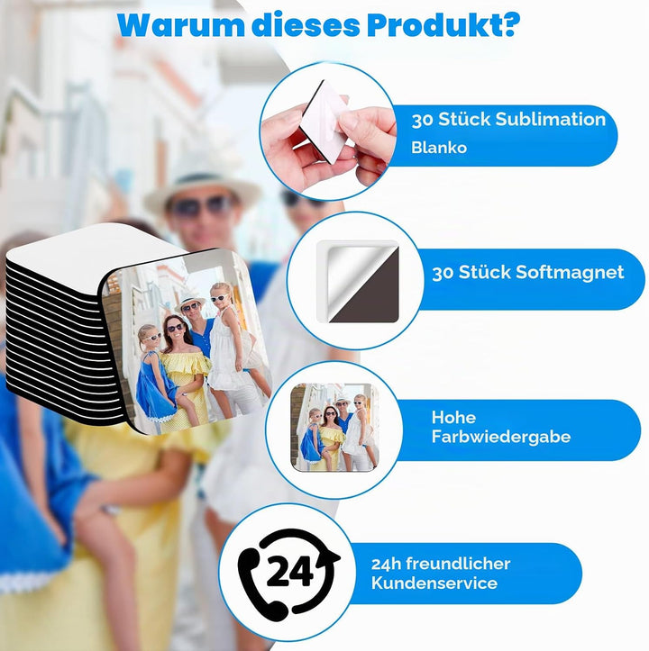 60 Stück Sublimations-Kühlschrankmagnete für Zuhause, Küche, Kühlschrank, Mikrowelle, Ofen, Wand, bl