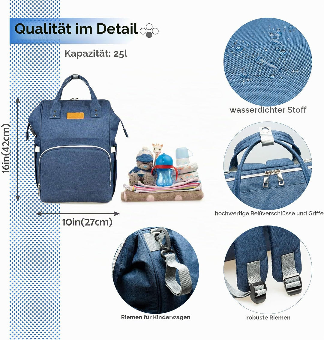 NEVEQ Baby Wickelrucksack, Babytasche für Reise, Wickeltasche Grosse Kapazität, Multifach Reise Ruck