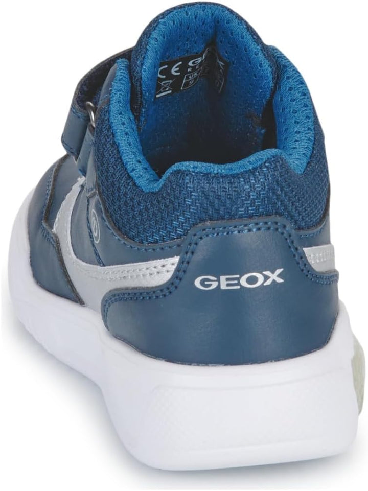 Geox Jungen J Illuminus Boy Sneaker 31 EU Navy Silver, 31 EU Navy Silver