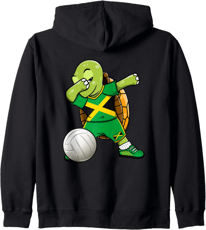 Dabbing Schildkröte Jamaika Volleyball Jamaikanische Flagge Kapuzenjacke