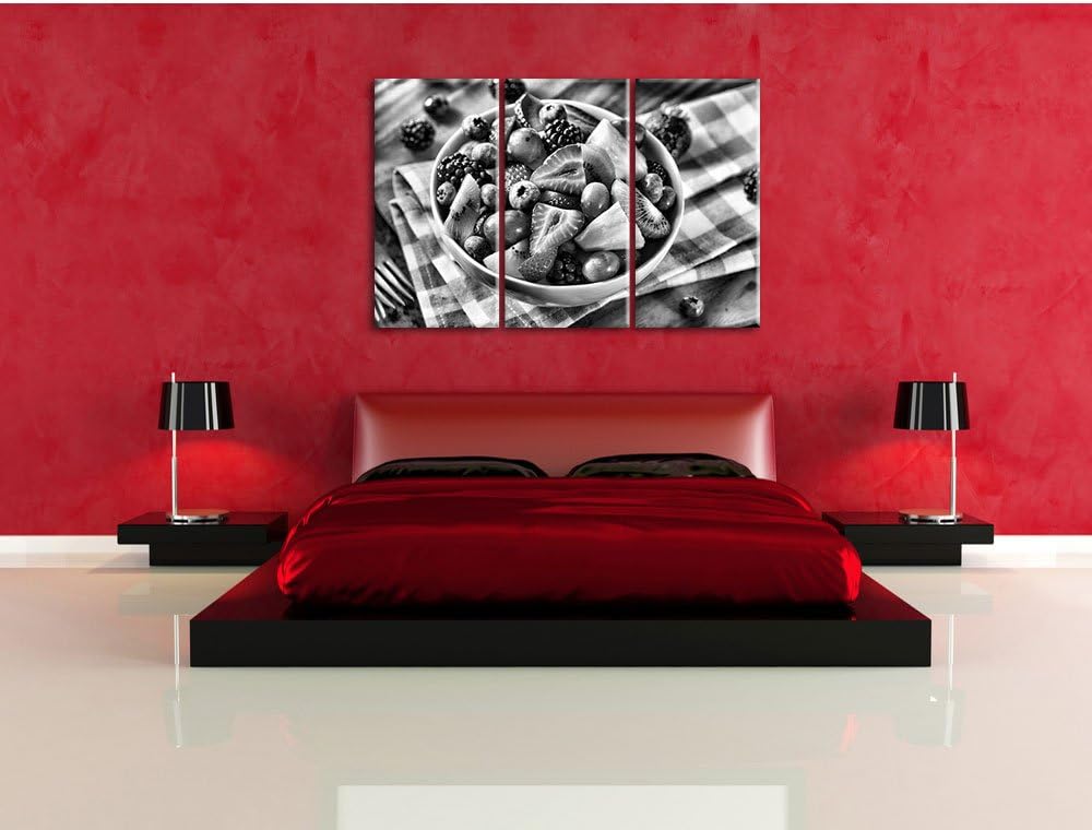 Pixxprint Gesunde Obstvielfalt / 3-Teilig/Gesamtmass 120cm Leinwandbild bespannt auf Holzrahmen/Wand