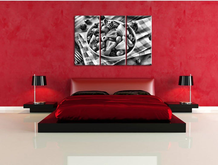 Pixxprint Gesunde Obstvielfalt / 3-Teilig/Gesamtmass 120cm Leinwandbild bespannt auf Holzrahmen/Wand