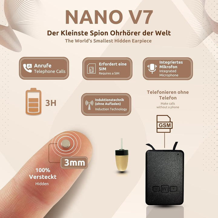 PingaOculto SpionageKopfhörer für Prüfung GSM Mini Nano Unsichtbare Kopfhörer für SIM-Karte mit Mikr
