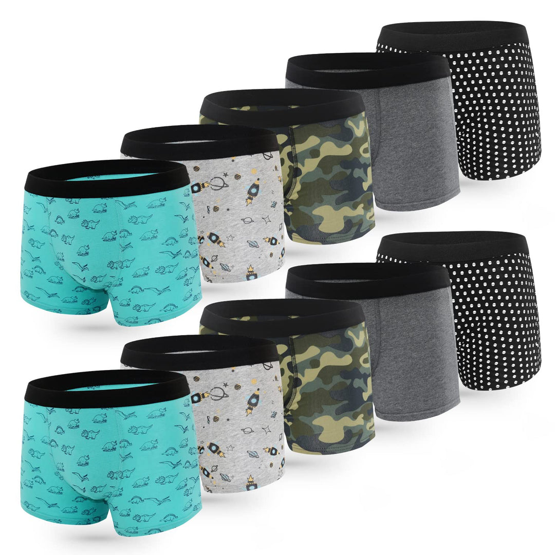 L&K-II 10er Pack Boxershorts Jungen Baumwolle Kinder Unterhosen Jungen Unterwäsche Atmungsaktiv Bequ