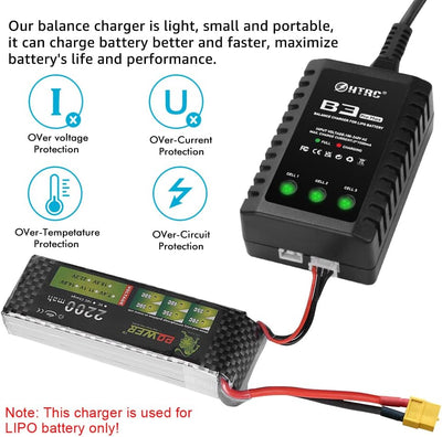 Haisito B3 ProMax Lipo Ladegerät für 2S 3S Akku(7.4V, 11.1V), Kompaktes RC Ladegerät Balancer Airsof