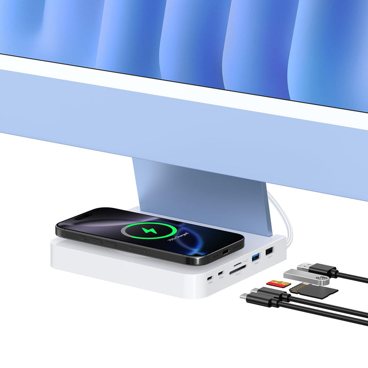 USB C Hub für iMac 61.0 cm 2021/2023/2024, 10Gbps USB-C*2 &amp; USB-A, SD/TF Reader, 15W Wireless Charge