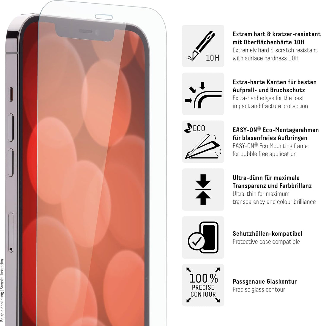 Schutzglas für iPhone 12 Pro, 12 (10H), kristallklar, mit Eco-Montagerahmen | DISPLEX Real Glass, 10