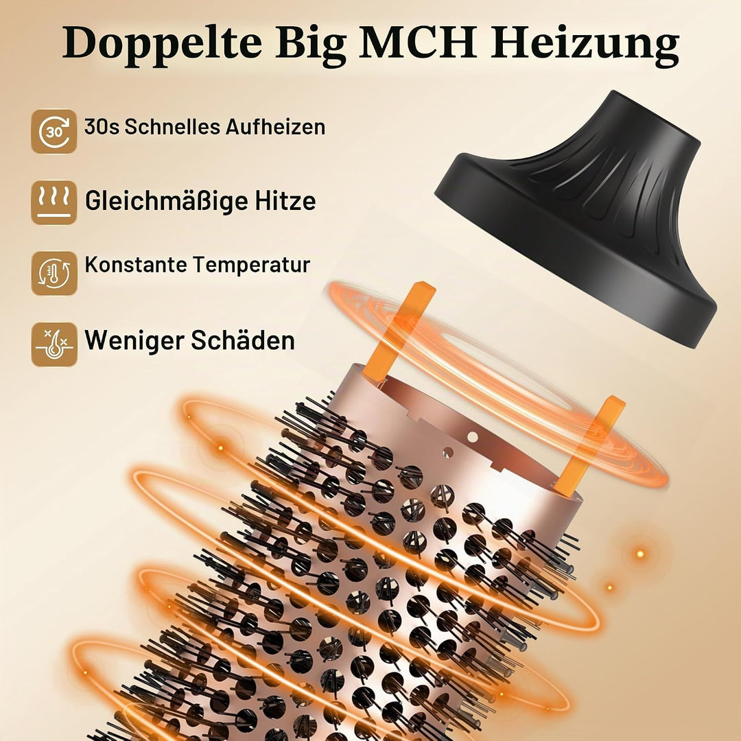 Thermobürste 60mm, Thermal Brush, beheizte Rundbürste, Lockenbürste | Extra grosser Barrel für volum