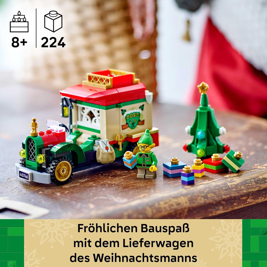 LEGO Lieferwagen des Weihnachtsmanns - Farbenfrohes Spielzeug Auto mit Weihnachtsbaum, Geschenken un