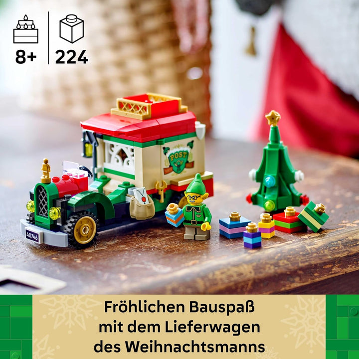 LEGO Lieferwagen des Weihnachtsmanns - Farbenfrohes Spielzeug Auto mit Weihnachtsbaum, Geschenken un
