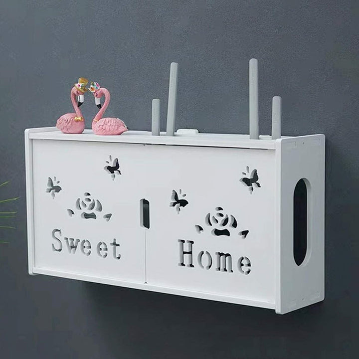 MNBVH Wand Router Aufbewahrungsbox Weiss WLAN Box Router Regal TV Kabel Verstecken Box Router Kabel