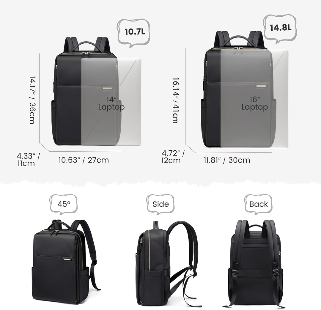 Rucksack Damen, Rucksack mit Laptop Fach 16 Zoll Herren Laptop Rucksack Wasserdicht, Schultasche Kle