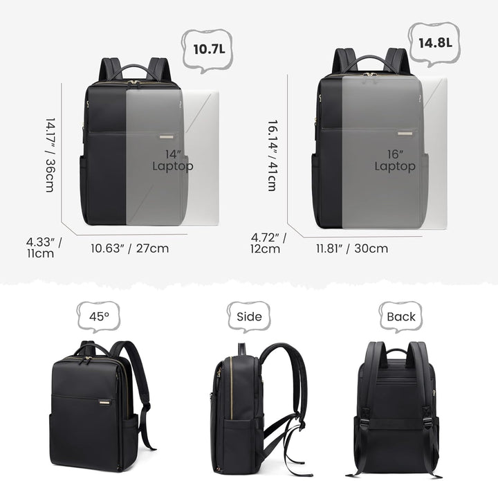 Rucksack Damen, Rucksack mit Laptop Fach 16 Zoll Herren Laptop Rucksack Wasserdicht, Schultasche Kle