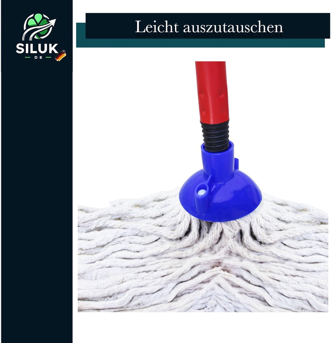 6 x Ersatzkopf für Leifheit Classic Mopp für Alle Flecken Entfernen Boden (Baumwoll_Schnüren), Baumw