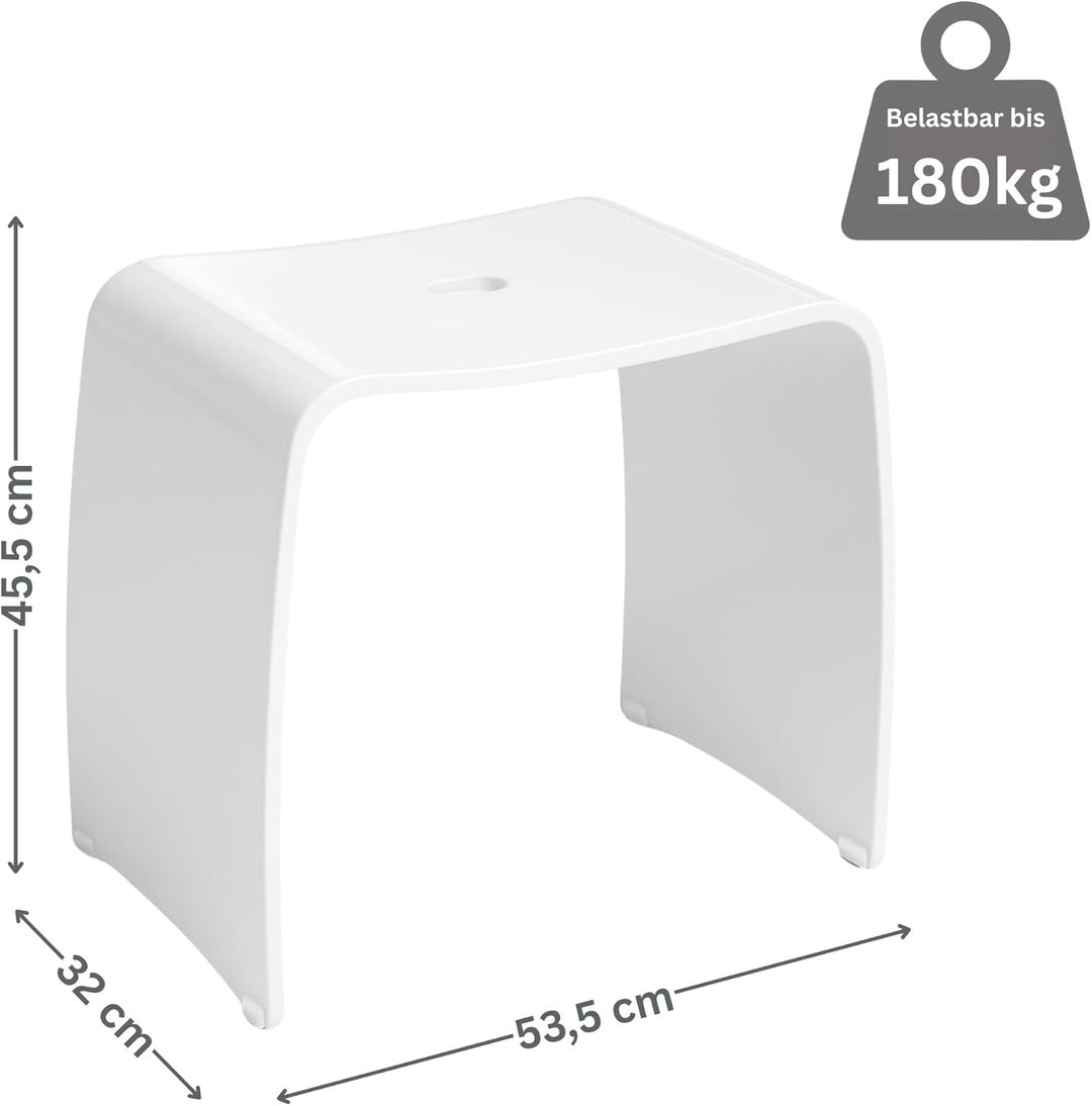 Libaro Badhocker Meran XL – weisser Acrylhocker mit extra grosser Sitzfläche – moderner Duschhocker