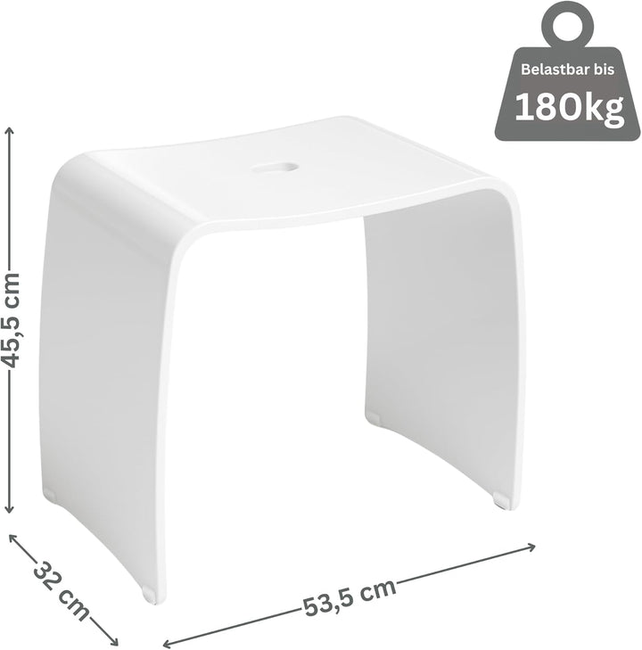 Libaro Badhocker Meran XL – weisser Acrylhocker mit extra grosser Sitzfläche – moderner Duschhocker