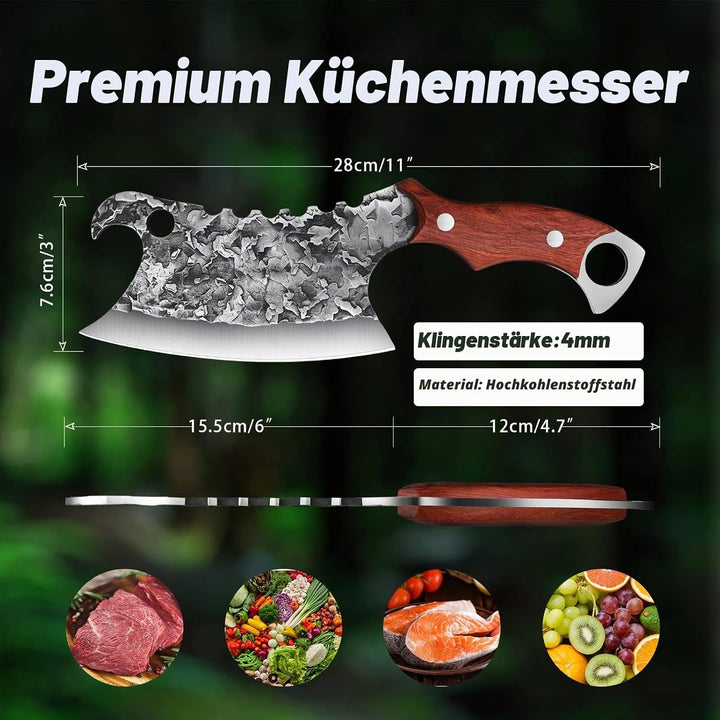 Dragon Riot Hackmesser mit Holzgriff, Küchenmesser Scharf Hackbeil Kochmesser Profi Messer Handgesch