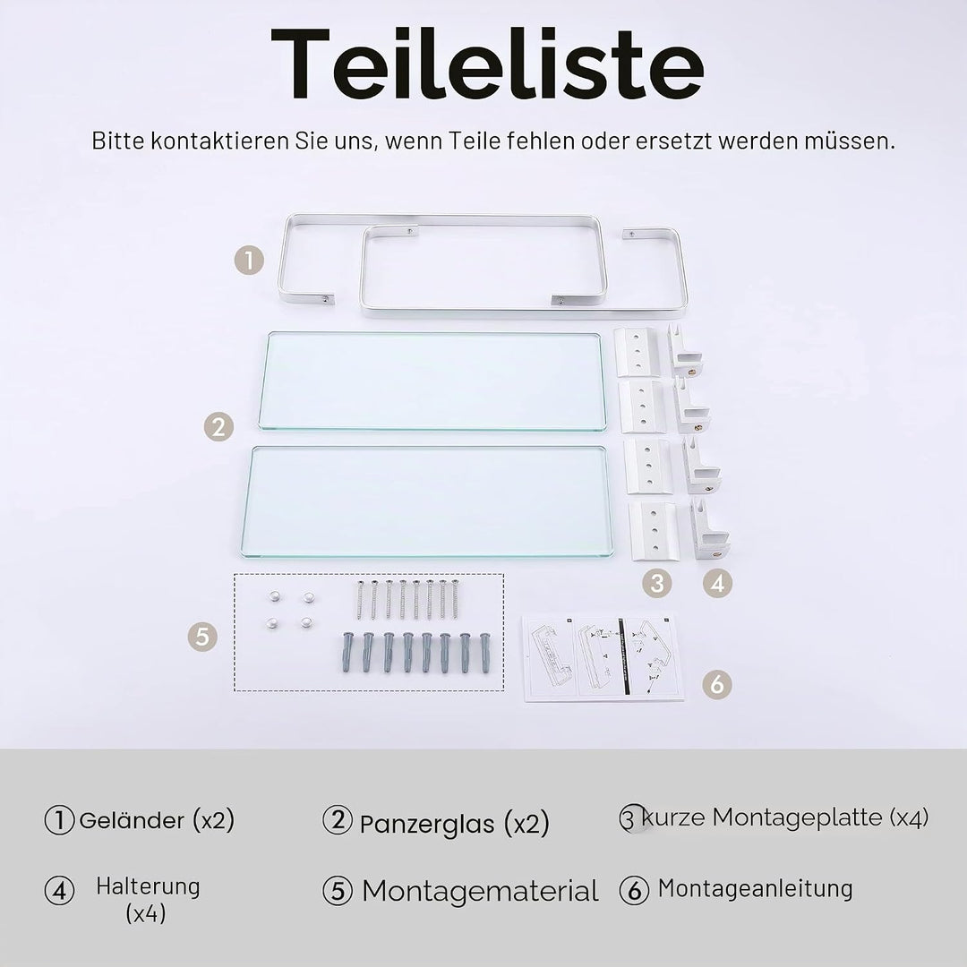 KES Duschablage Glas Duschregal Glasregal 8mm Ablage Bad Glasablage für Badezimmer Wandregal Badrega