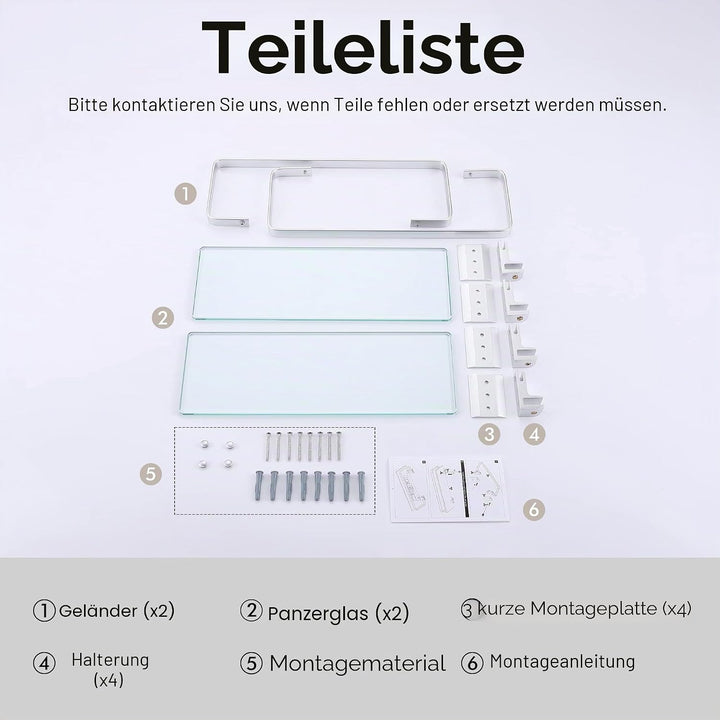 KES Duschablage Glas Duschregal Glasregal 8mm Ablage Bad Glasablage für Badezimmer Wandregal Badrega