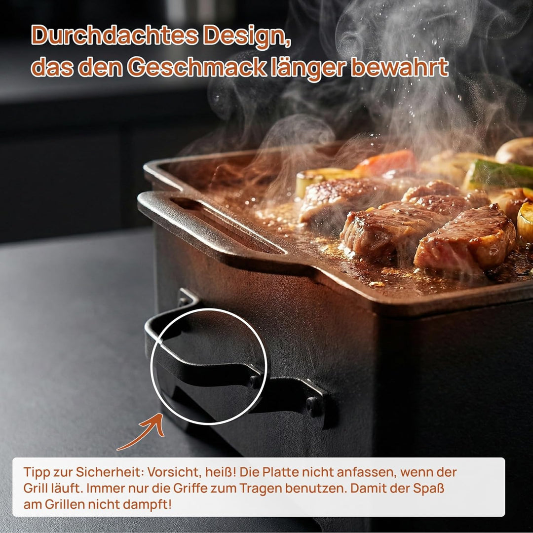 Grill Zubehör Warmhalteplatte aus Aluminium mit Antihaft-Beschichtung – Speisenwärmer für Grillgut &