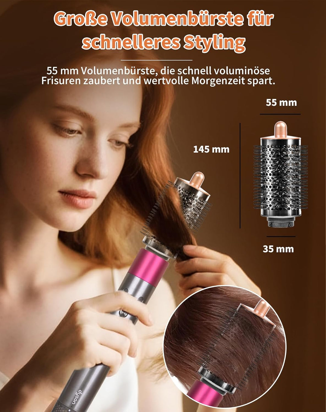 Verbesserte grosse, runde Volumenbürste für Dyson für Airwrap Aufsätze HS01 HS05, Volumenaufsatzbürs