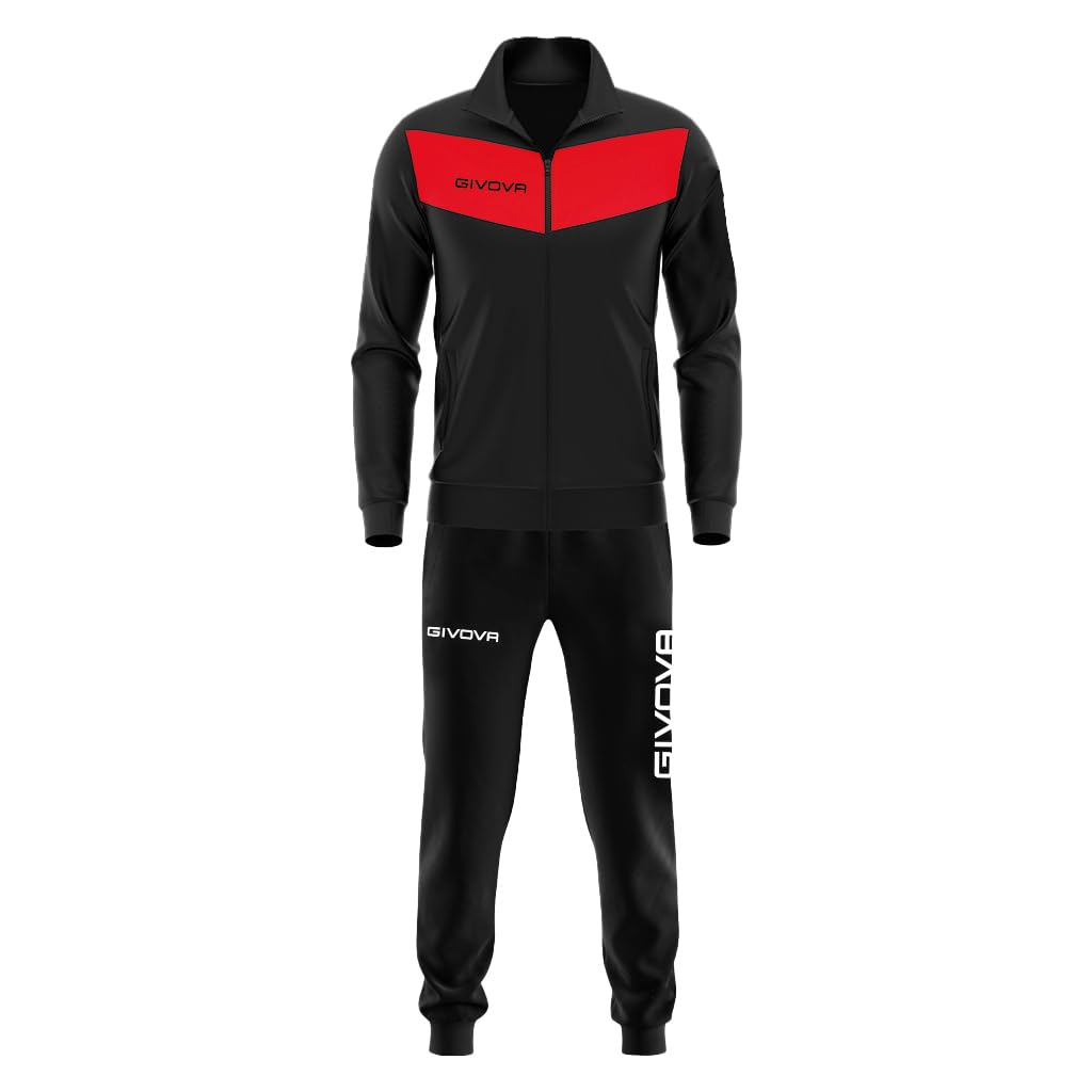 Givova Herren Anzug King Sportoutfit XS schwarz / rot, XS schwarz / rot