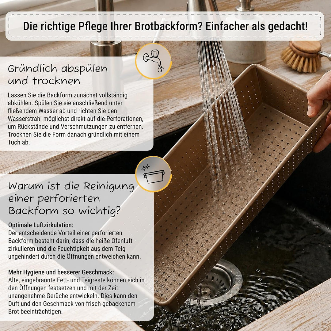 Birkmann, Laib &amp; Seele, perforierte Brotbackform, 30 cm, Backform für kleine Brote, aus bronzefarben