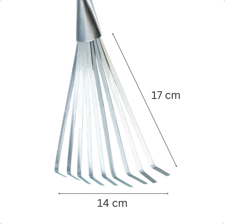 Rekord Kleinfeger (Stahl) mit Teleskopstiel (Aluminium) Länge bis 124 cm & Aufhängeloch, Harke, Rech