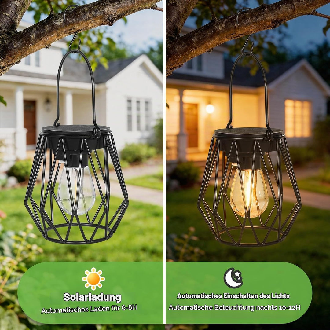 Kimjo Solarlaterne für Aussen, Solarlampen für Aussen Garten Hängend/Stehend, IP65 Wasserdicht Solar
