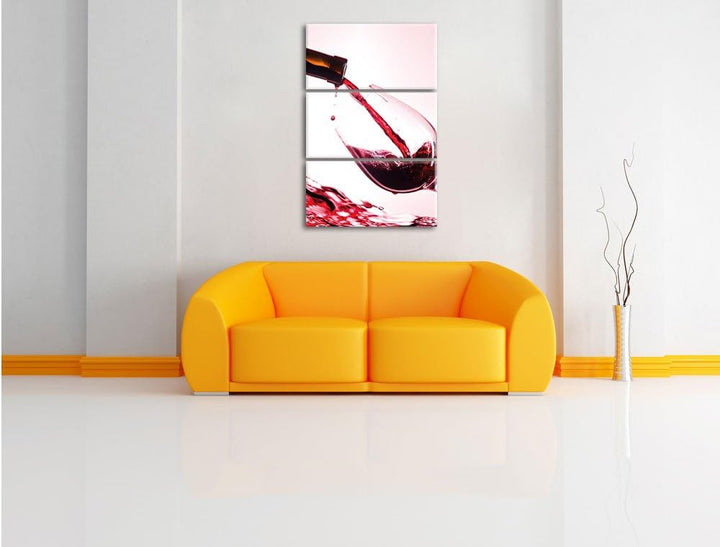 Wein 3-Teiler Leinwandbild 120x80 Bild auf Leinwand, XXL riesige Bilder fertig gerahmt mit Keilrahme