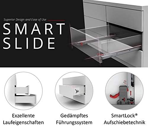 SOTECH 1 Paar Smart Slide Vollauszüge UV4-40-K2D-L450-SC für Holzschublade, 40 kg, 450 mm mit Soft-C
