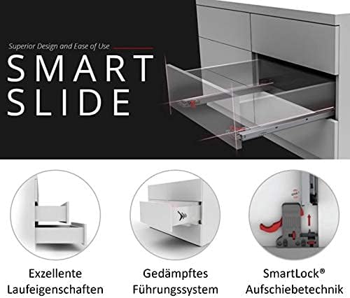 SOTECH 1 Paar Smart Slide Vollauszüge UV4-40-K2D-L550-SC für Holzschublade, 40 kg, 550 mm mit Soft-C