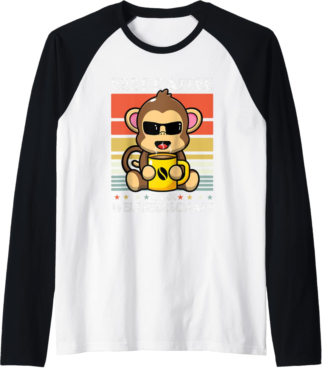 Retro Affe Kaffee Sonnenbrille Äffchen Primat - Vintage Affe Raglan