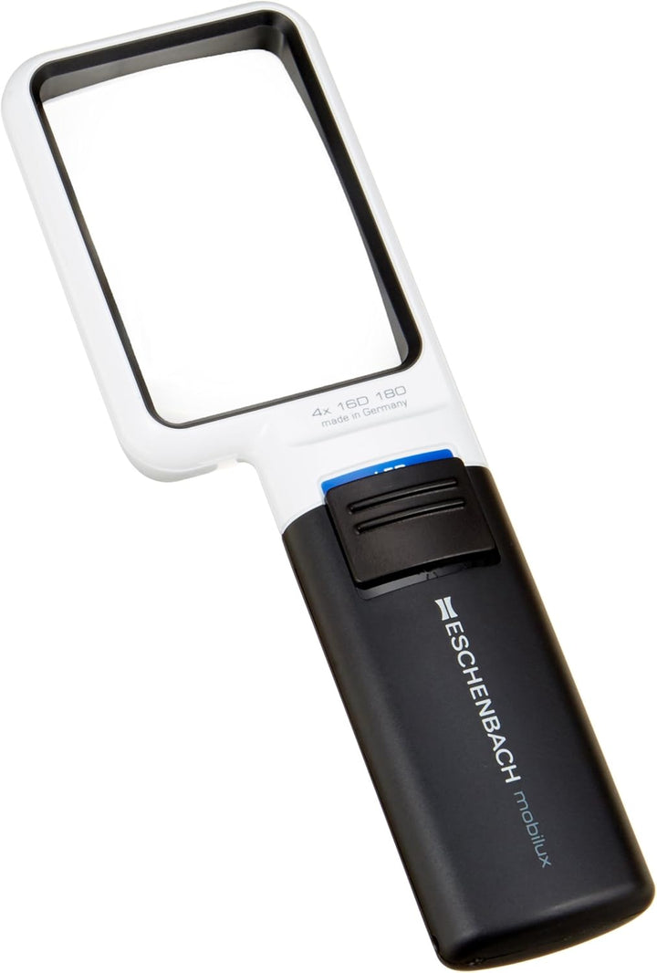 Eschenbach 15114 Optik Lupe Handlupe mit LED-Beleuchtung mobiluxLED Vergrösserng: 4X Linsengrösse: 7