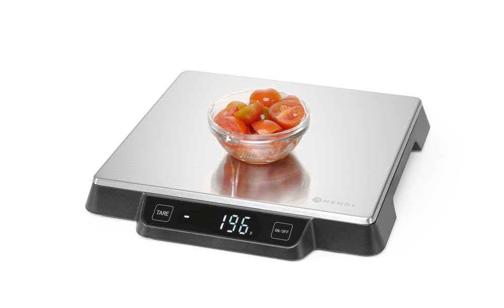 HENDI Digitale Küchenwaage, Haushaltwaage, für max 15kg, Präzision auf bis zu 1gr, mit eingebautem D