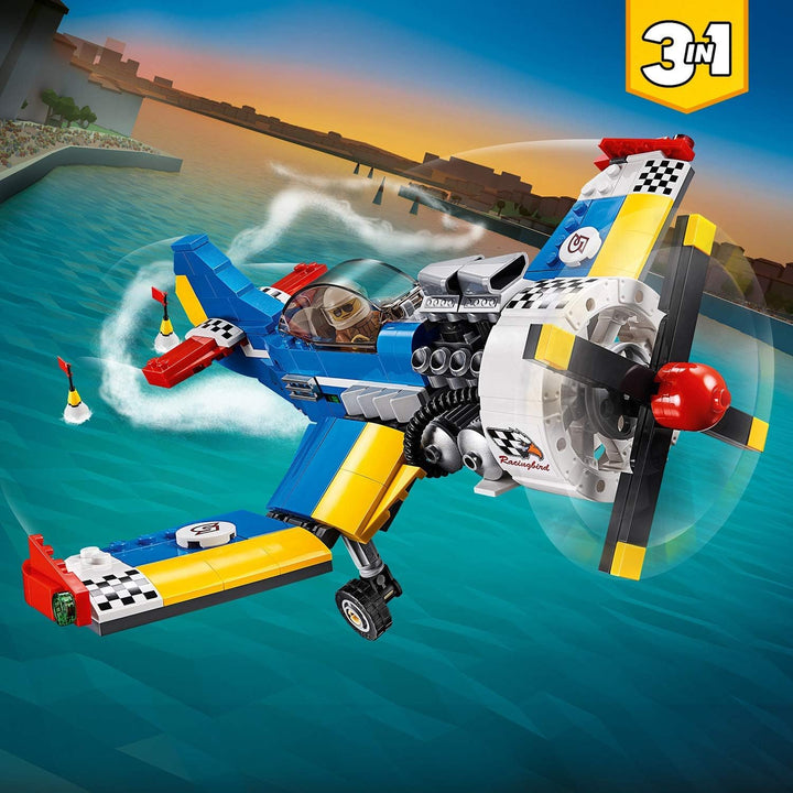 LEGO 31094 Creator Rennflugzeug, Hubschrauber oder Düsenjäger, 3-in-1 Bauset, Flugzeugsspielset mit