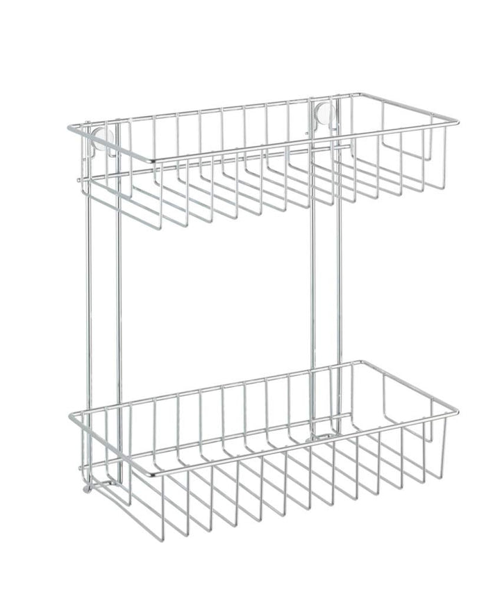 WENKO Wandregal 2 Etagen Classic, Stahl, 24 x 26 x 14 cm, Chrom Duo, Duo