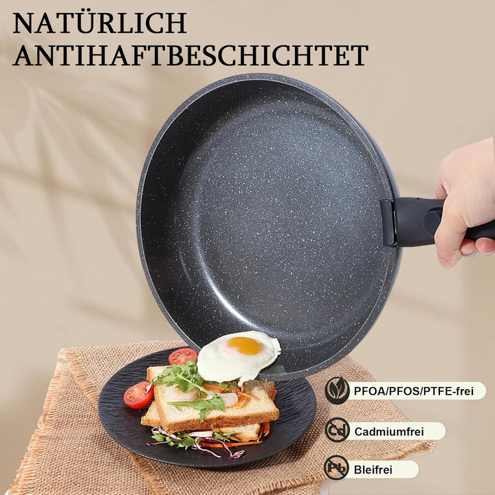 GiPP Keramik Topfset mit Abnehmbarer Griff, 5-Teilig Topf und Pfannenset mit Antihaft Beschichtet, T