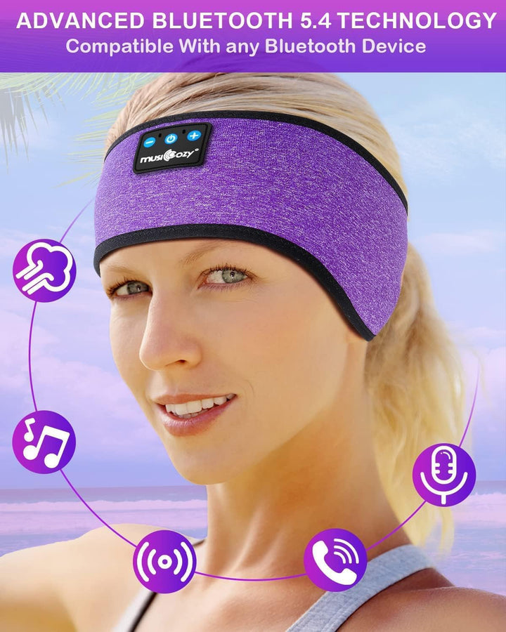 MUSICOZY Schlafkopfhörer Bluetooth, Schlaf Kopfhörer Seitenschläfer Kabellos Sport Kopfhörer Stirnba